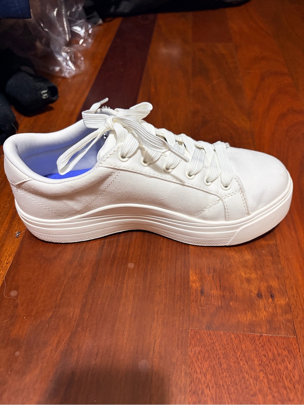 Keds White Canvas Platform Sneakers with Pink Rose Charm - Picture 5 of 10
